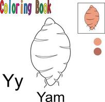 Cartoon Yam. Coloring book with a fruit theme. Vector illustration graphic. Good for children to learn and color.