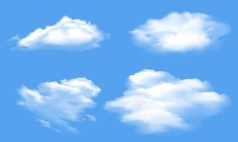 set of realistic white clouds, smoke icons, vector