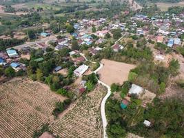 Mountainside farmland in rural Thailand, landscape photography, Drone photography photo