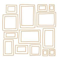 Set of Orange Picture Frames in Doodle Style. vector