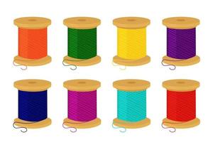 Set of Spools with Colored Threads. vector
