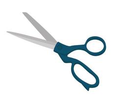 Tailors Scissors with a Blue Handle. vector