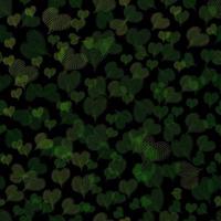 Seamless Pattern with Green Hand Drawn Hearts on a Black Background. vector