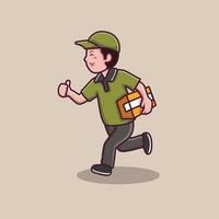 delivery man character vector holding box