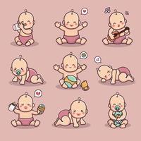 cute baby born character collection vector