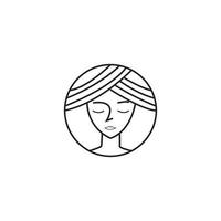 mujer cara silueta personaje ilustración logo icono vector