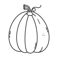 Pumpkin in  doodle style. Autumn harvest. Coloring book for kids. Black and white illustration. Sketch vegetables. vector
