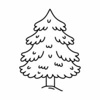 Christmas tree in doodle style. Coloring book for kids. Contour drawing. Icon for new year. vector