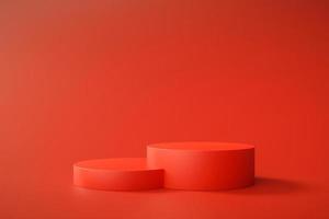 Red podium pedestal modern stand product display abstract background 3D rendering photo