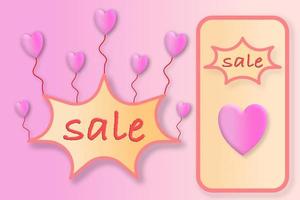 Sale Valentine's Day Background With Heart Shaped Balloons Illustration Design For Banners Wallpaper Flyers Invitations Posters Brochures Discount Vouchers photo