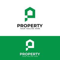 Letter Monogram Initial P Property House Logo Design Template vector