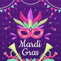 Mardi Gras Party with Masquerade and Confetti vector