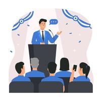 Public Speaker Speaking Behind the Podium vector