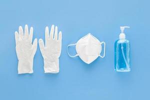 Medical gloves mask and alcohal gel sanitizer for protecting infection during COVID-19 pandemic photo