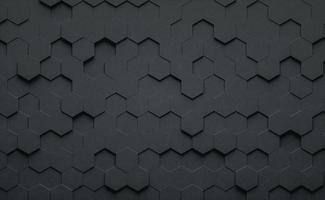 3D render. Black geometric hexagonal abstract background. Futuristic and technology concept photo