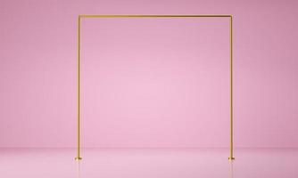 Gold frame product display. luxury concept. Abstract geometric background, 3D rendering photo