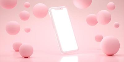 Mobile 3d rendering stage display background mockup pink photo