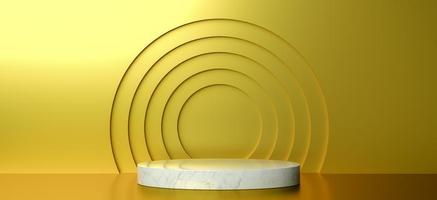 Mock up geometric shape podium for product design, 3d rendering, golden photo