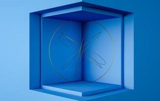 3d rendering stage display background, blue color photo