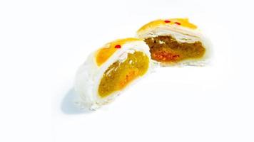 Chinese durian pastry sliced on the white background. photo