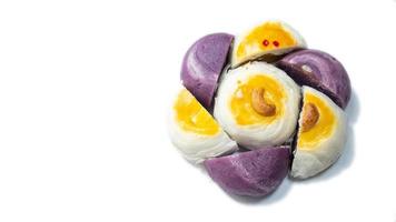 Group of chinese pastries, durians purple potatoes red bean photo