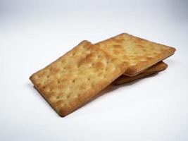 Cracker stack on the white background. photo