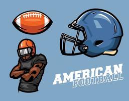 american football set illustration for sport logo vector