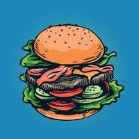 hamburguesa, ilustración, aislado vector