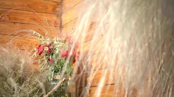 Bouquet of poppies and feather decoration video