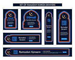 conjunto de diseño de fondo de ramadán kareem, colección de pancartas islámicas modernas, ayuno, web, afiche, volante, diseño de ilustración publicitaria vector