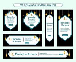 set of ramadan kareem background design, modern islamic banner collection, fasting, web, poster, flyer, advertising illustration design vector