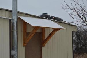 Architectural elements of the building covered with snow photo