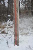 Architectural elements of the building covered with snow photo