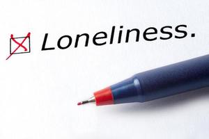 The word loneliness is printed on a white background. photo