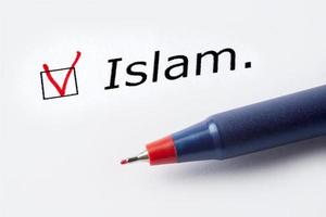 The word Islam is printed on a white background. photo