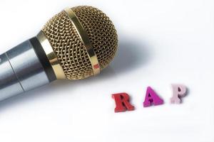 Microphone on a white background with the words Rap photo