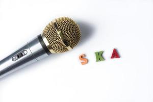 micrófono sobre un fondo blanco con las palabras ska foto