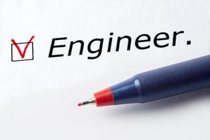 The word engineer is printed on a white background. photo