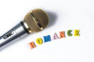 Microphone on a white background with the words Romance photo