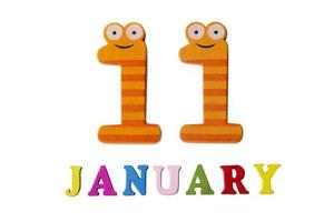 January 11 on white background, numbers and letters. photo