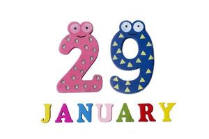 January 29 on white background, numbers and letters. photo