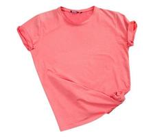 impactante plantilla de camiseta rosa lista para sus propios gráficos, camiseta aislada en maqueta de fondo blanco, plantilla de camiseta rosa lista para modificaciones adicionales aislada en blanco con ruta de trabajo foto