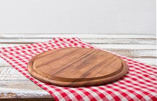 food concept,empty pizza desk and red tablecloth on table photo