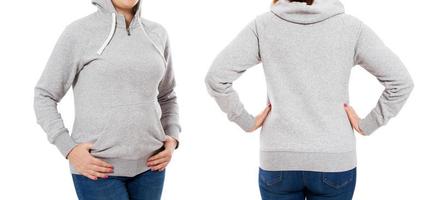 female body in hoodie mockup  front and rear view. photo
