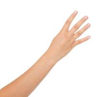 asian,korean hand show number four isolated on white background,copy space photo