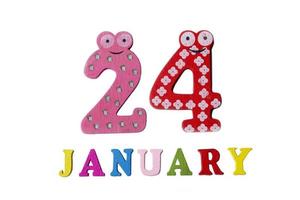 January 24 on white background, numbers and letters. photo