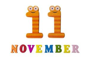 November 11 on white background, numbers and letters. photo