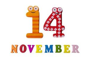 November 14 on white background, numbers and letters. photo