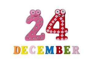 December 24 on white background, numbers and letters. photo