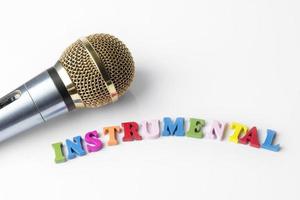 Microphone on a white background, close-up photo